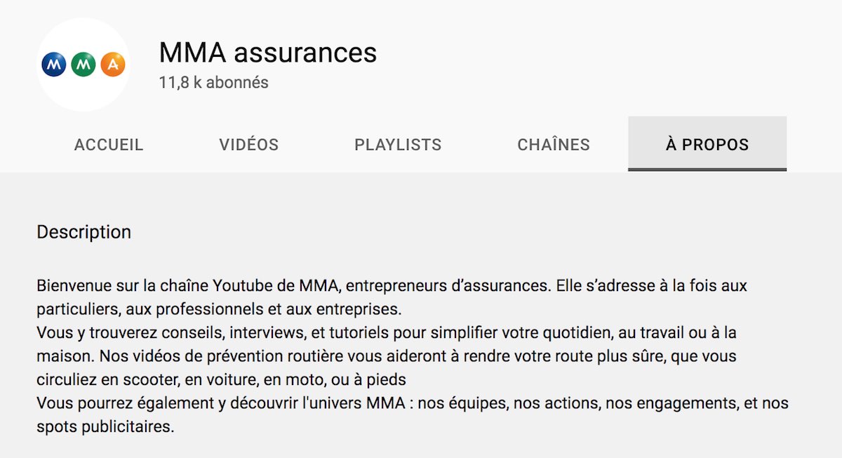 Exemple de description de chaîne YouTube