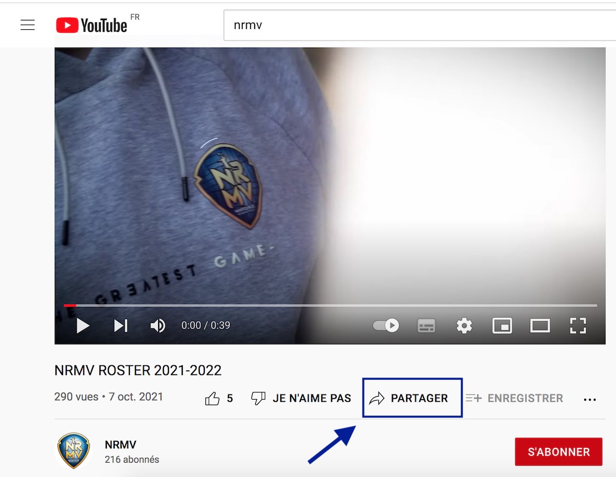Partager une vidéo YouTube
